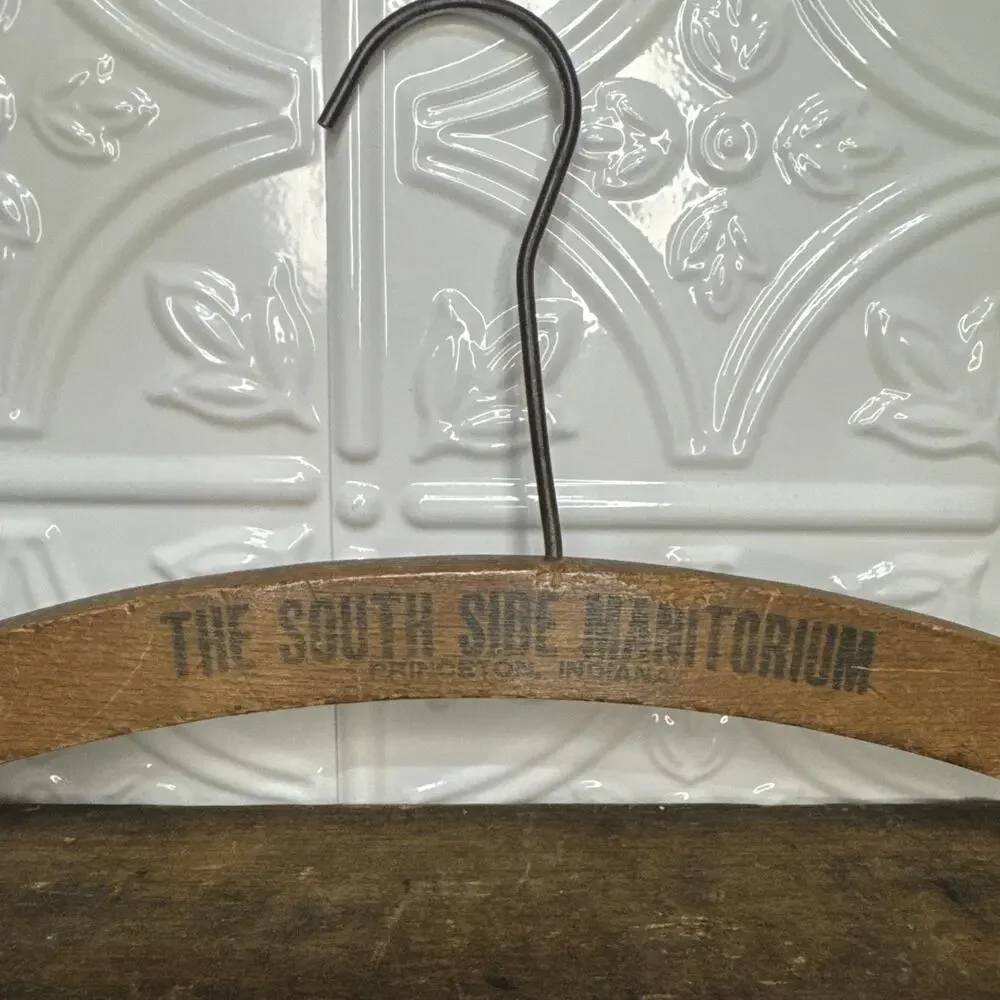 Antique wooden hanger advertising Princeton, Indiana The Southside Manitorium